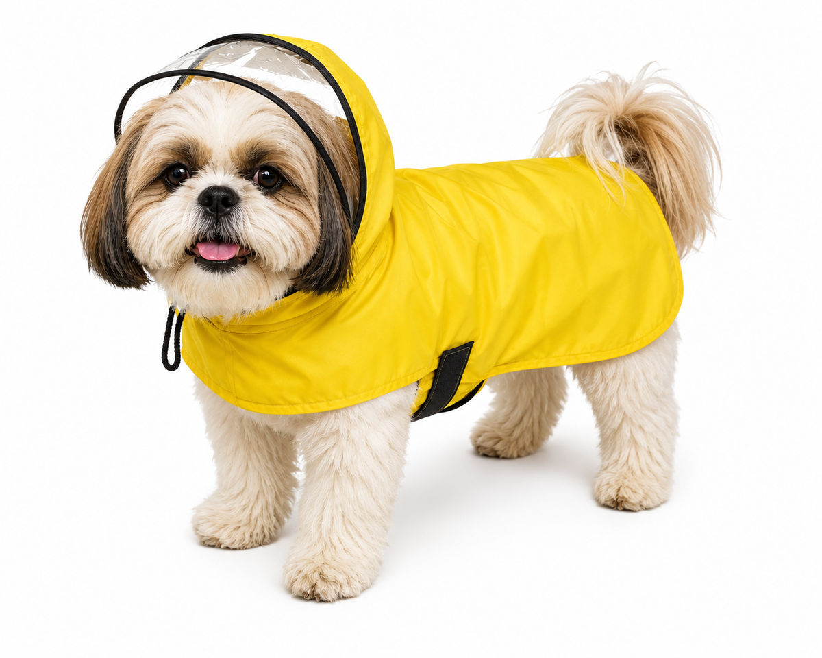 Dog Raincoat with Transparent Hood – Yellow Daze Edition