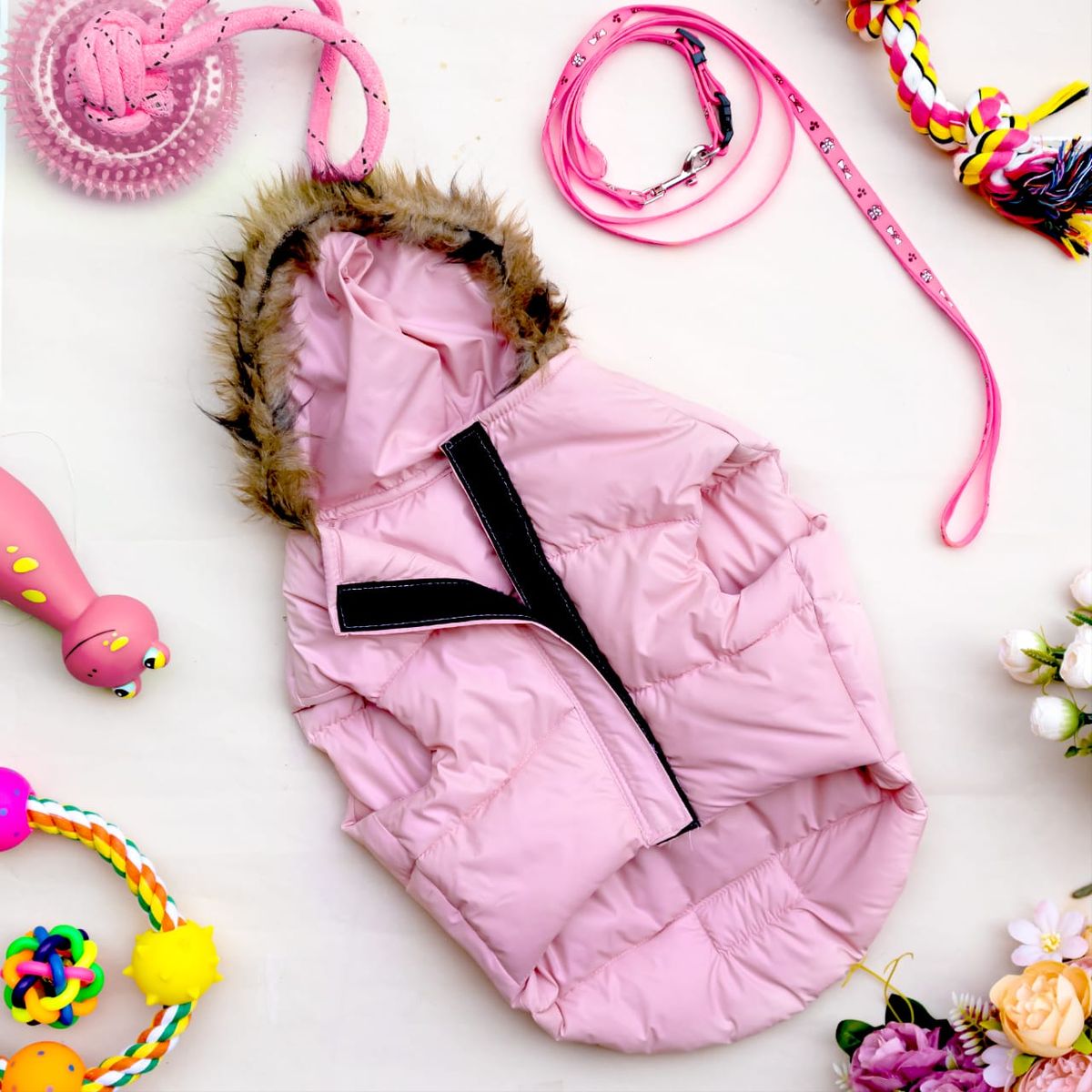 Waterproof & Windproof Puffer Jacket for Dogs – Pink